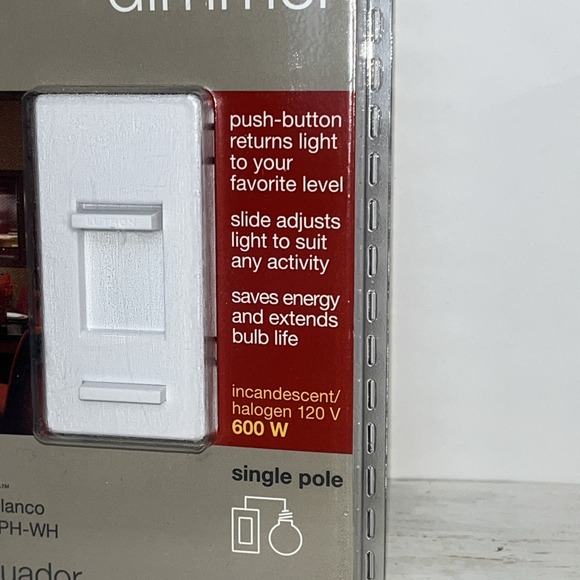 Lutron LG-600H-WH Lumea 600W Single-Pole Dimmer Switch Incandescent New in Box - Picture 2 of 4